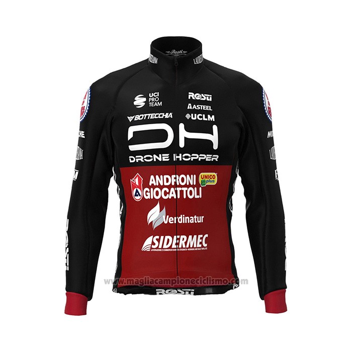 2022 Abbigliamento Ciclismo Androni Giocattoli Nero Rosso Manica Lunga e Salopette